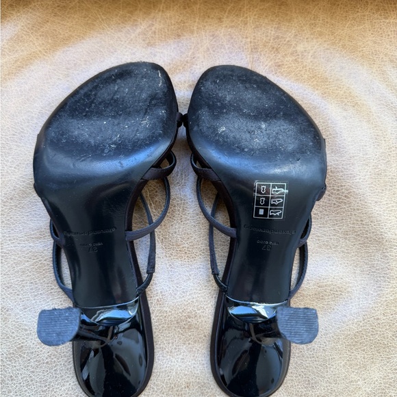 Alexander Wang Nala 105 Logo Sandals in black satin sz 37 - Picture 4 of 8